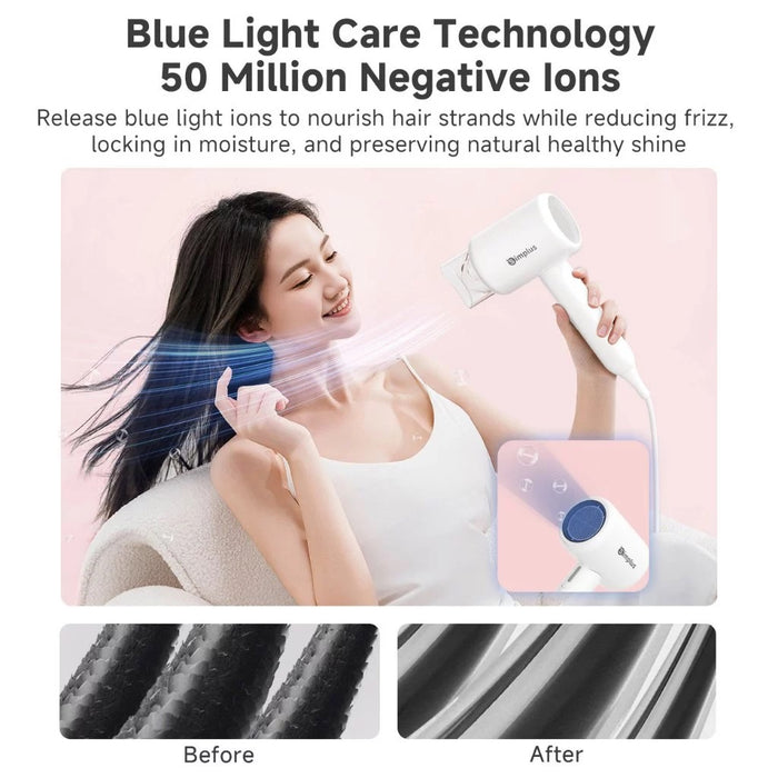 FOLDING HAIR DRYER 008 WITH NOZZLE WH NEGATIVE ION MODEL BS