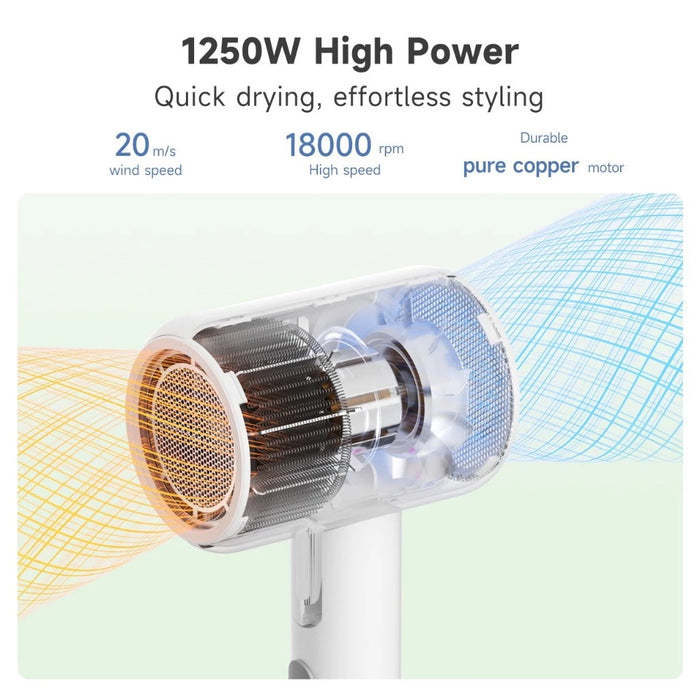 FOLDING HAIR DRYER 008 WITH NOZZLE WH NEGATIVE ION MODEL BS