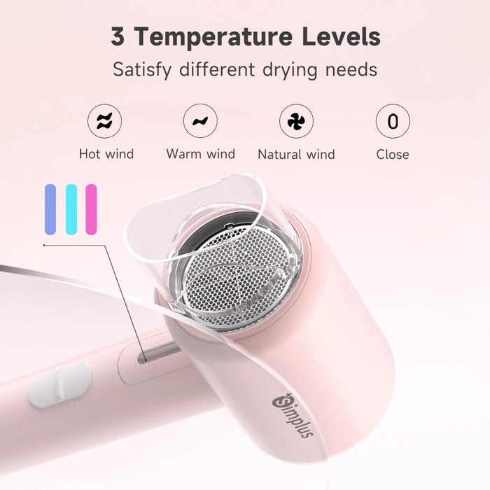 FOLDING HAIR DRYER 008 WITH NOZZLE WH NEGATIVE ION MODEL BS