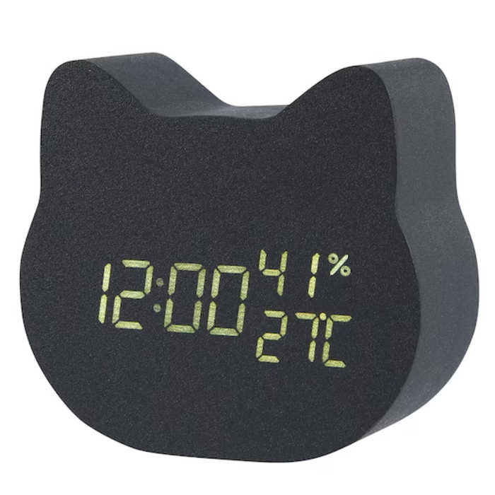 LED CLOCK DC CAT BK S7041