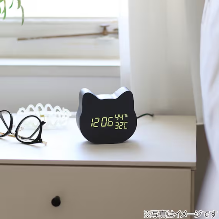 LED CLOCK DC CAT BK S7041