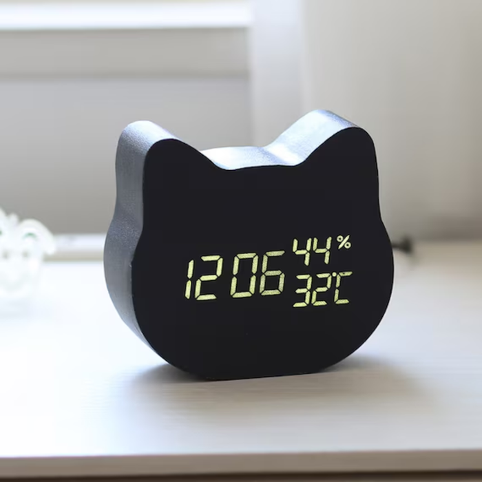 LED CLOCK DC CAT BK S7041