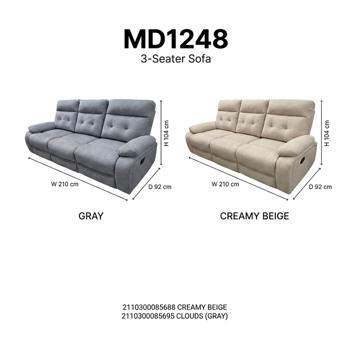 3S RECLINER MD1248 CLOUDS