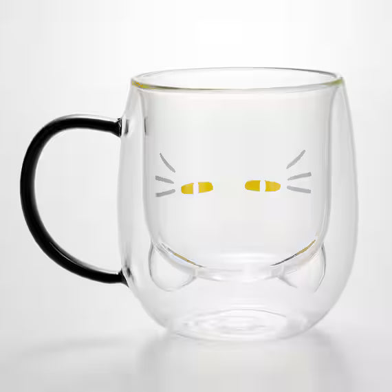 DOUBLE LAYER GLASS MUG CAT PATTERN CL GM008
