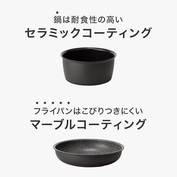 IH LIGHT POT&FRYPAN WITH DETACHABLE HANDLE 5P BK TORERU3 KY046