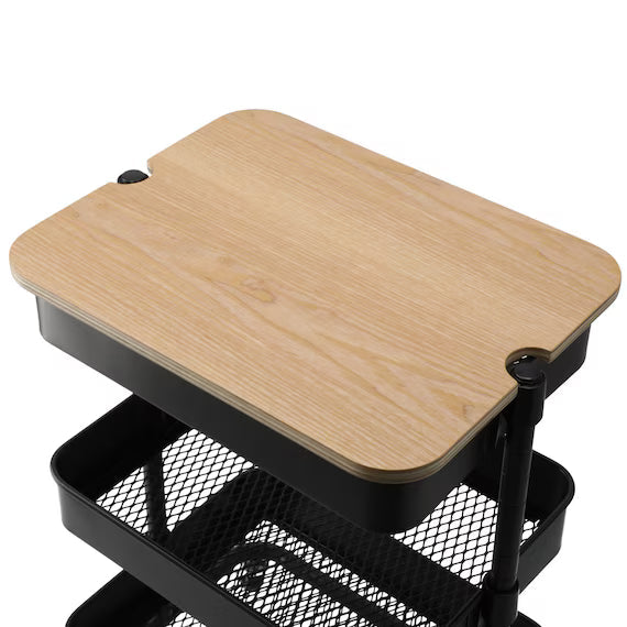 NON-SLIP WOOD TRAY FOR  STEEL WAGON TROLLEY S GF-14037