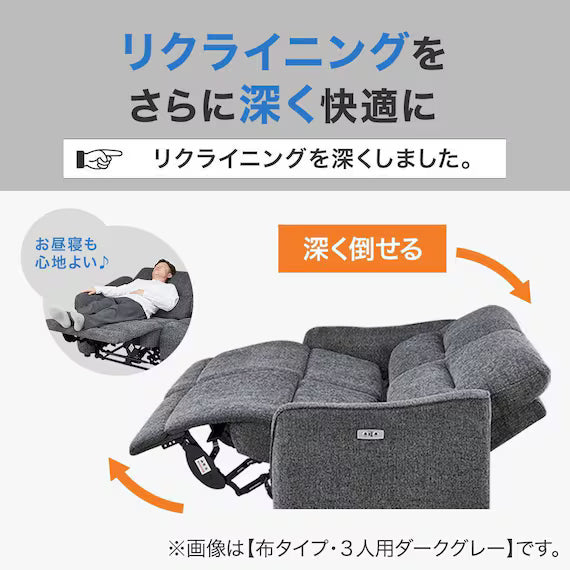 3SEATER RECLINING SOFA HE02N DGY WO AD