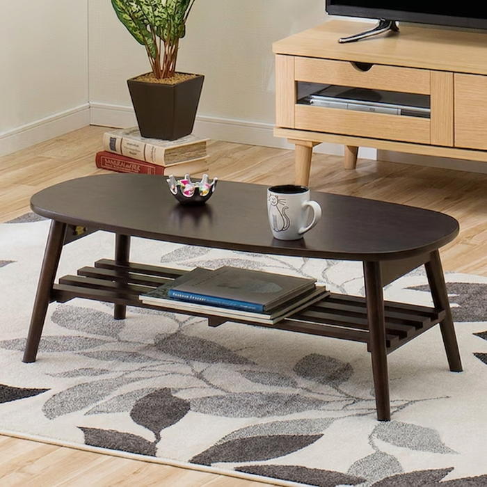 LEG-FOLD TABLE RP9045 OVAL W/SHELF DBR