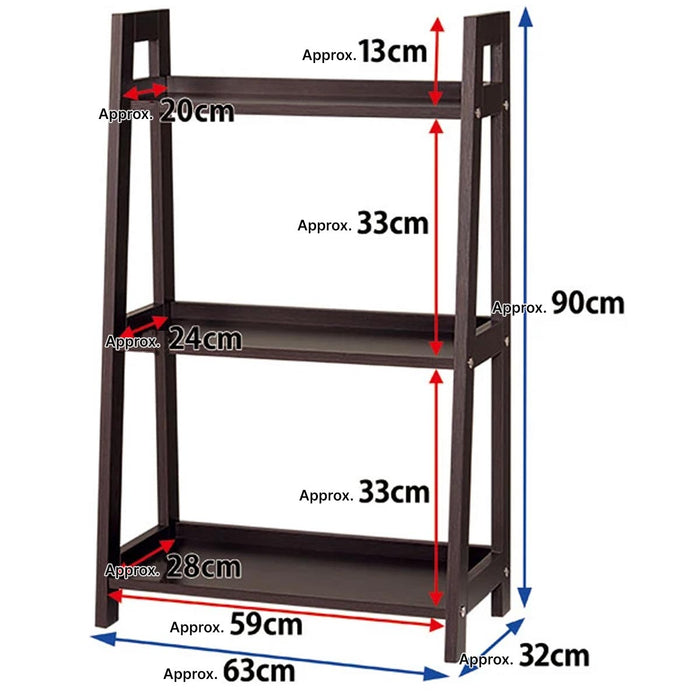 Wood Shelf 3-Tier Ladder-N DBR