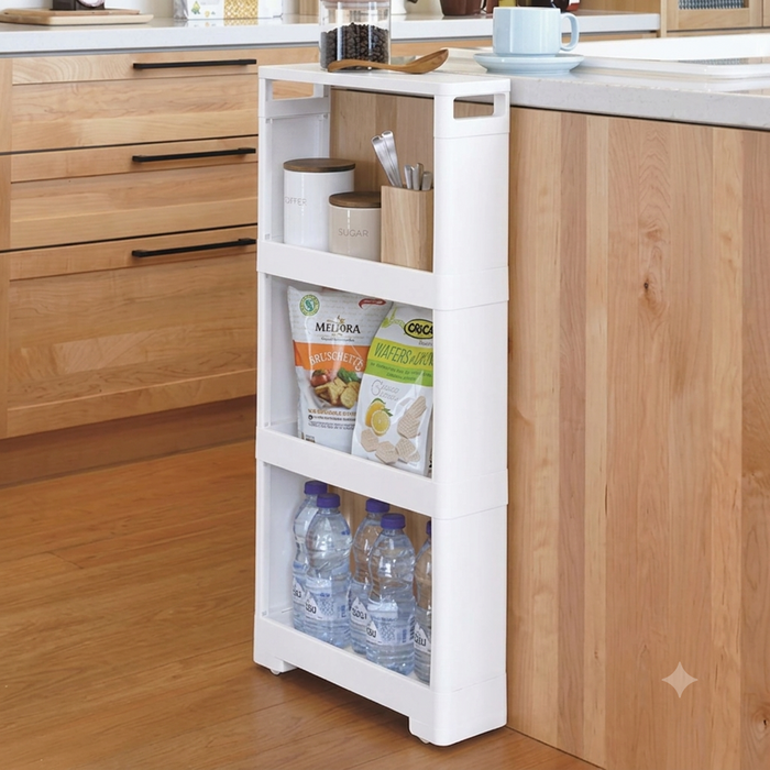 SLIM RACK 4SHERVES WOOD WH JR19