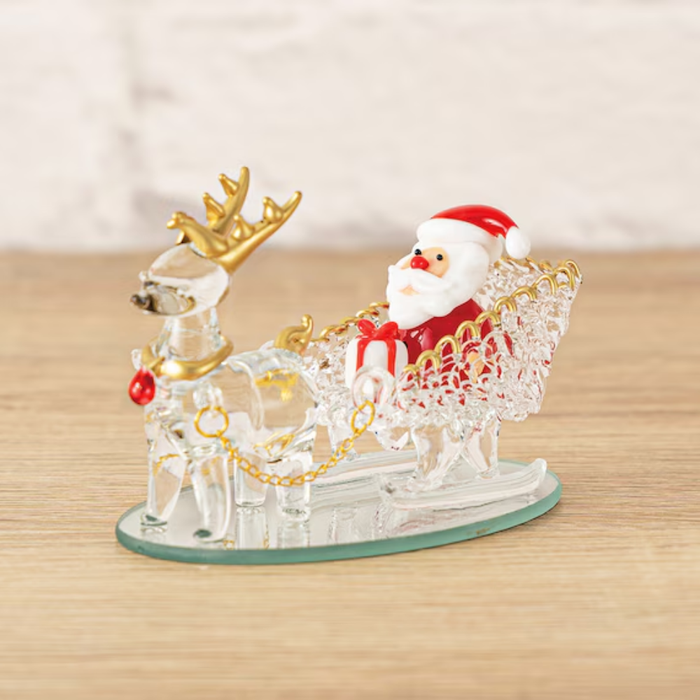 Glass Ornament Santa Sleigh n6RW