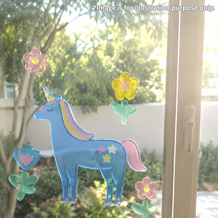 TPR WINDOW STICKER SWEETS & UNICORN