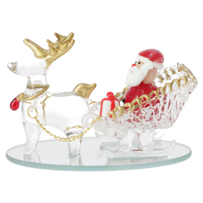 Glass Ornament Santa Sleigh n6RW