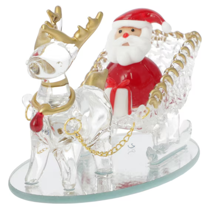 Glass Ornament Santa Sleigh n6RW