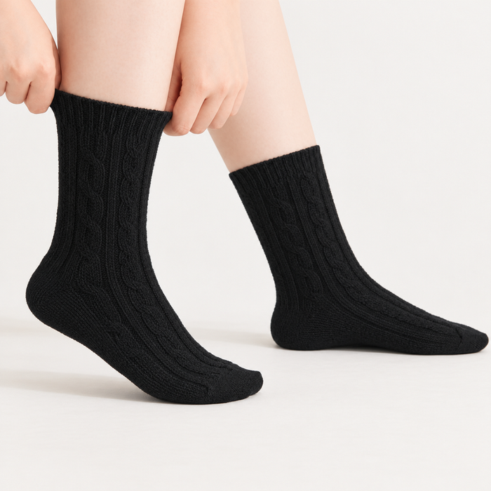 WOMEN SOCKS MID KNITTED BK 1P