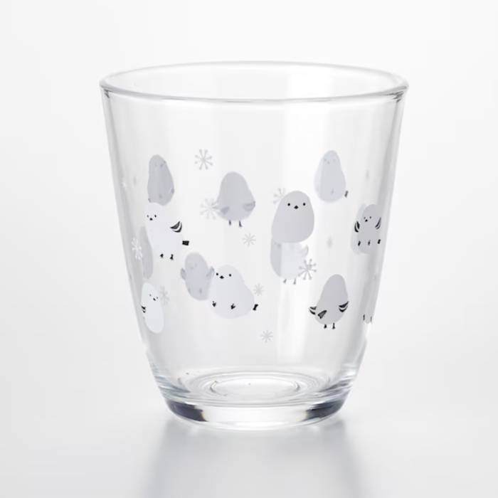 GLASS TUMBLER LONG-TAILED TIT PATTERN GM017