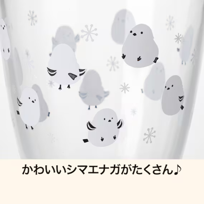GLASS TUMBLER LONG-TAILED TIT PATTERN GM017