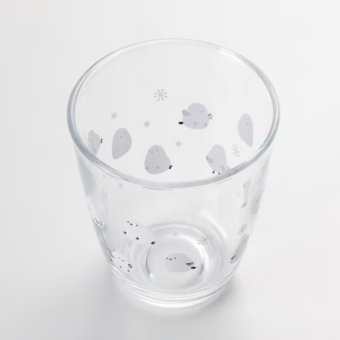 GLASS TUMBLER LONG-TAILED TIT PATTERN GM017