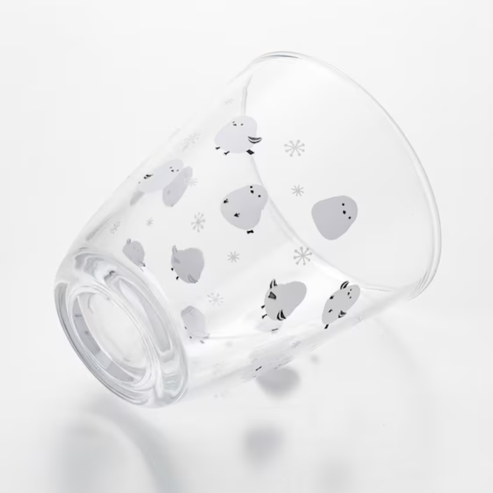 GLASS TUMBLER LONG-TAILED TIT PATTERN GM017