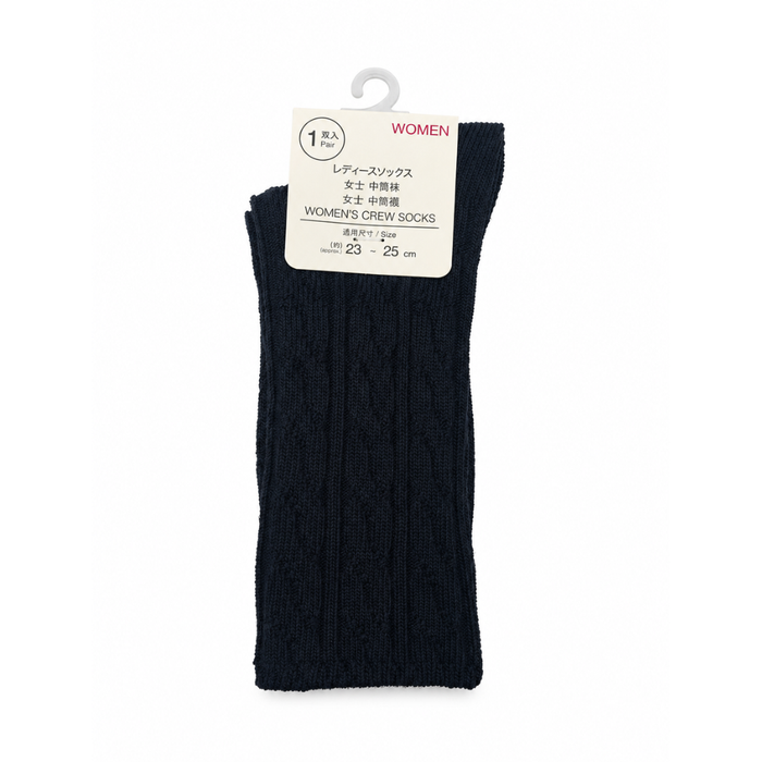 WOMEN SOCKS MID KNITTED BK 1P