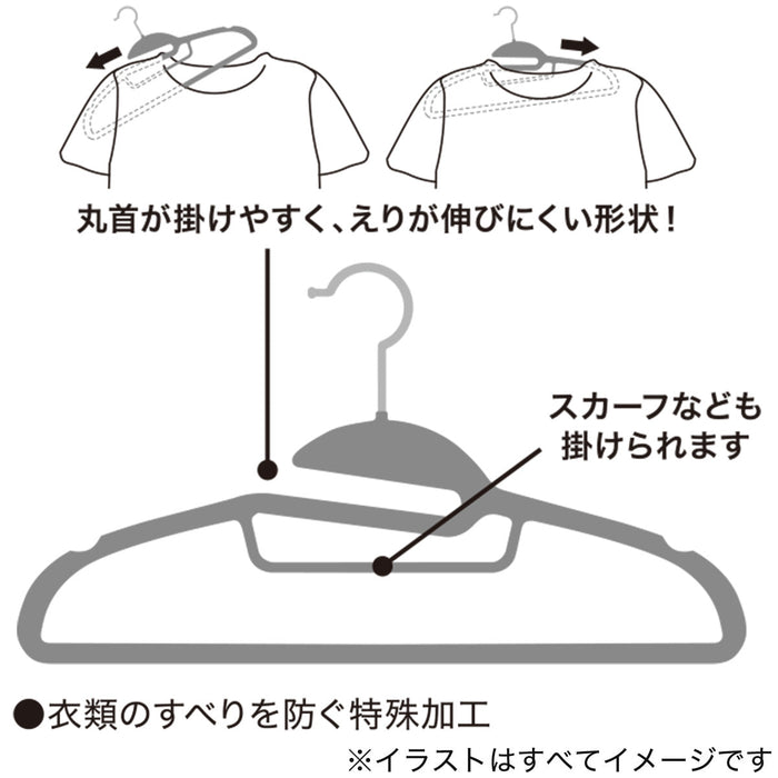 NON-SLIP HANGER FLOCKY W38 5P GY