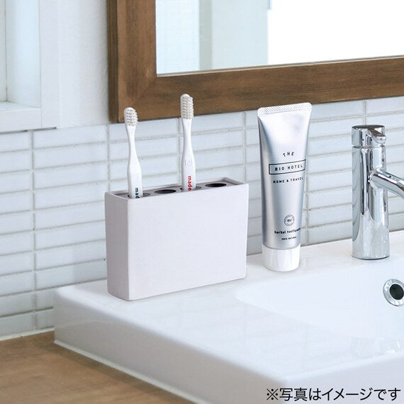 Porous Ceramic Toothbrush Stand Square WH