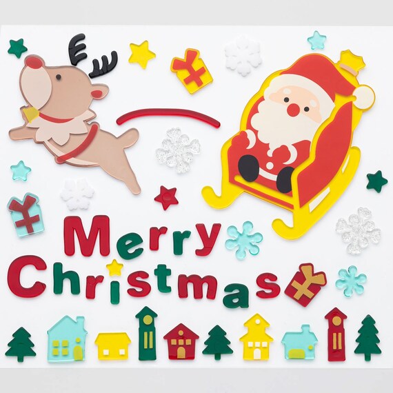 CHRISTMAS TPR WINDOW STICKER SANTA CLAUS N2TB