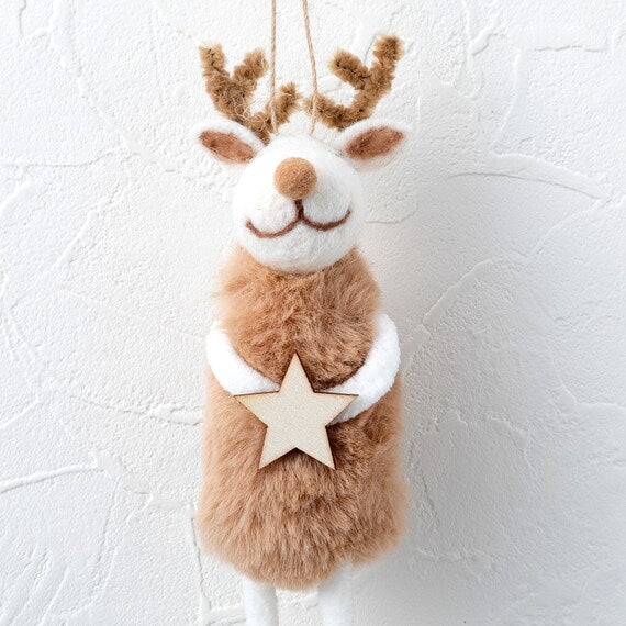 HANGING ORNAMENT STAR REINDEER 2NGL