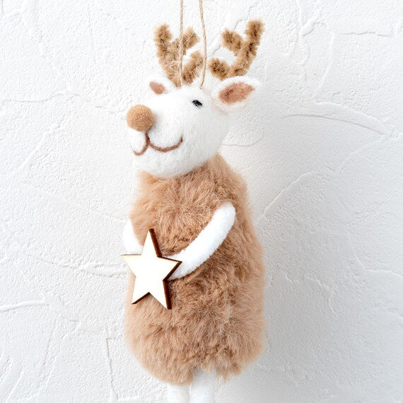 HANGING ORNAMENT STAR REINDEER 2NGL