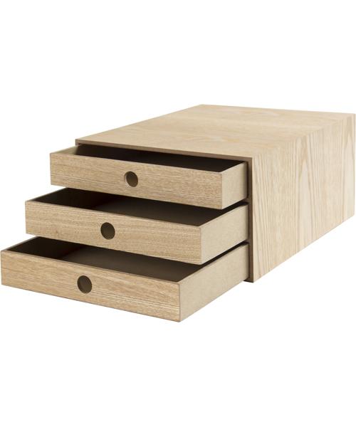 A4 DRAWER NATURAL WOOD 3-TIER NA