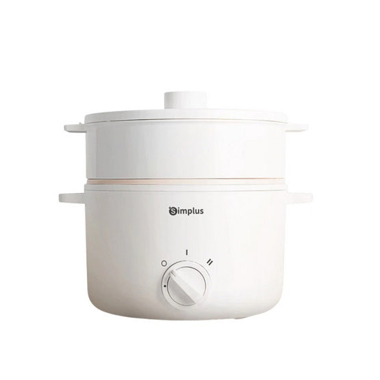 ELECTRIC COOKING POT 010 DOUBLE HANDLE WITH STEAMER 3L WHITE
