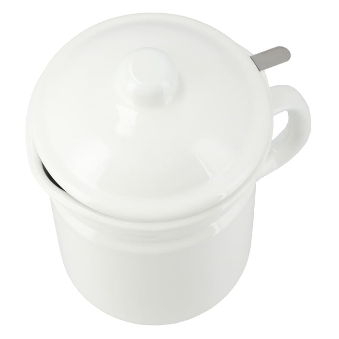 Enamel 1.1L Oil Pot YF-A-012 WH