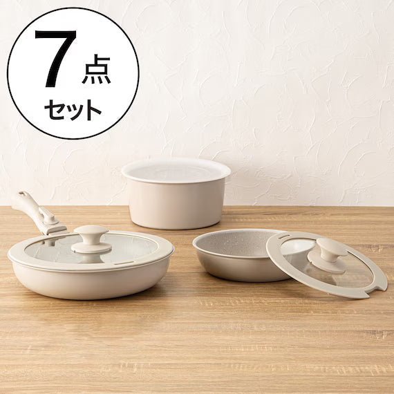 POT&FRYPAN WITH DETACHABLE HANDLE 7P SET BE TORERU3