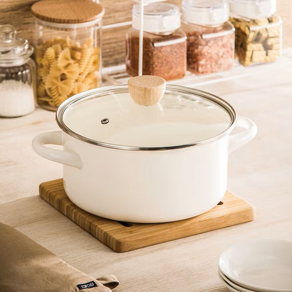 ENAMEL CASSEROLE 20CM WH