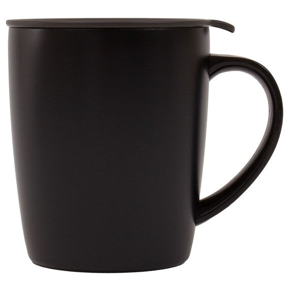 STAINLESS STEEL MUG W/LID BK CV187-2