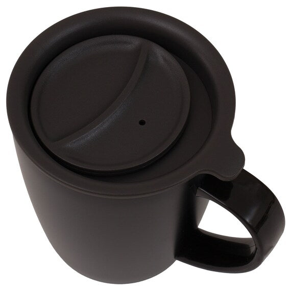 STAINLESS STEEL MUG W/LID BK CV187-2