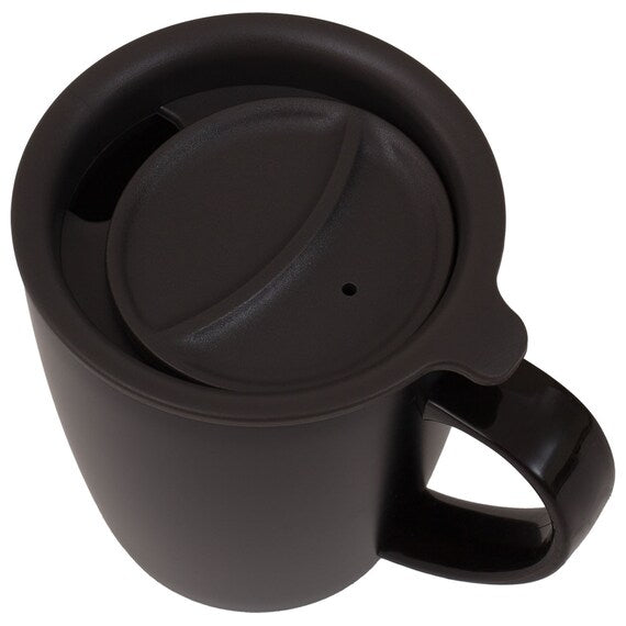 STAINLESS STEEL MUG W/LID BK CV187-2