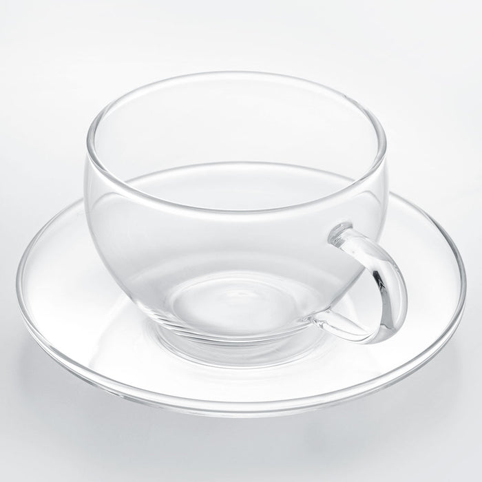 HEAT-RESISTANT GLASS CUP AND SAUCER 300ML MC-03