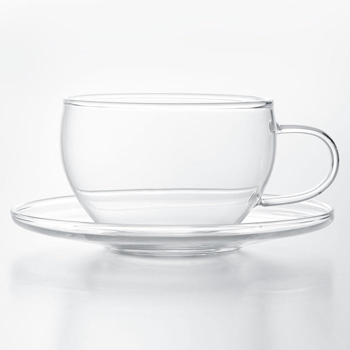 Heat-Resistant Glass Cup and Saucer 300ML MC-03