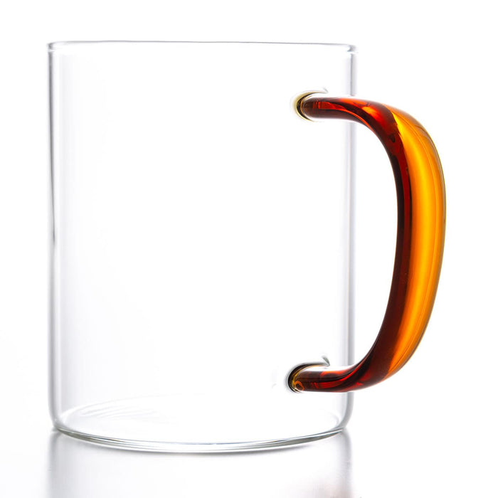 Handmade Heat Resistant Glass Cup with Handle 400ML Amber