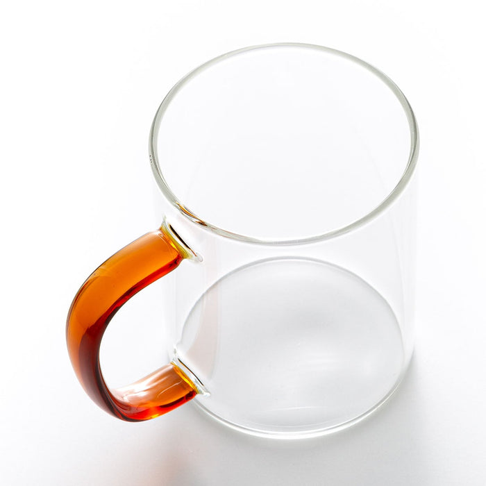Handmade Heat Resistant Glass Cup with Handle 400ML Amber