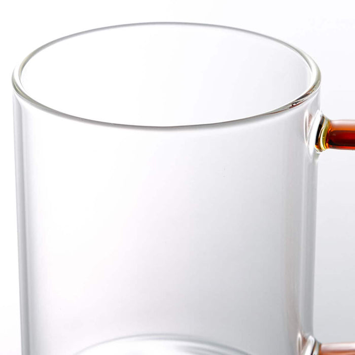 Handmade Heat Resistant Glass Cup with Handle 400ML Amber