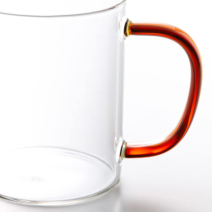 Handmade Heat Resistant Glass Cup with Handle 400ML Amber