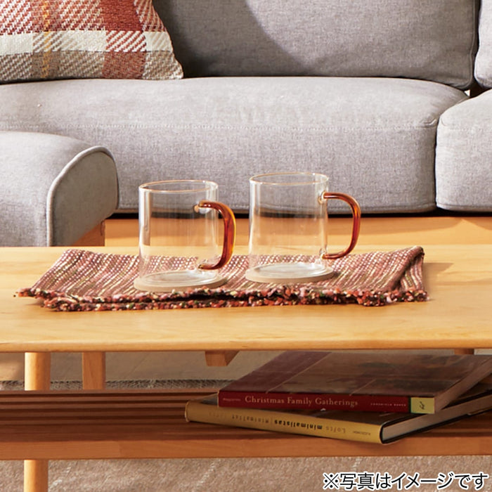 Handmade Heat Resistant Glass Cup with Handle 400ML Amber