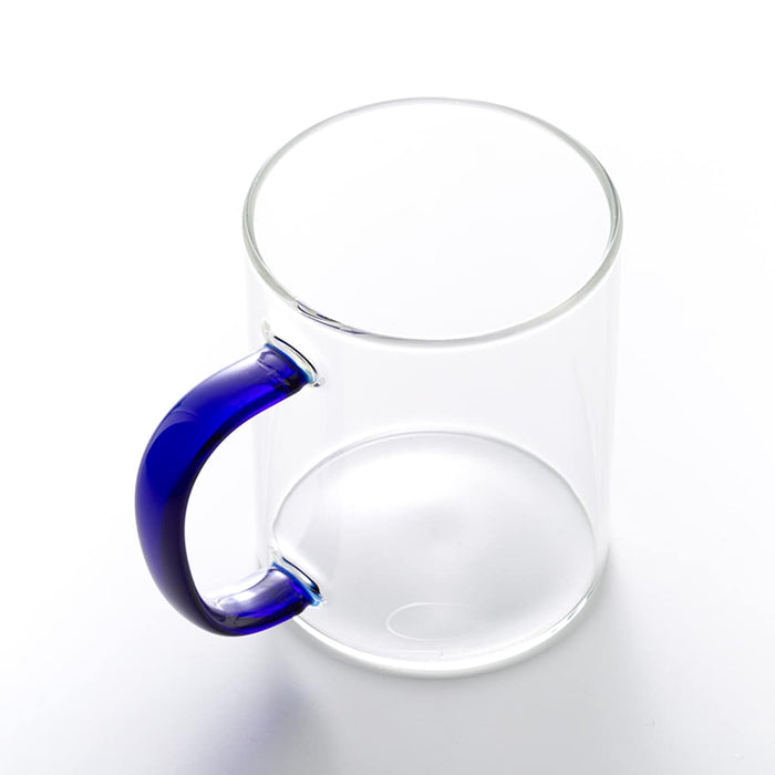 Handmade Heat Resistant Glass Cup with Handle 400ML Blue