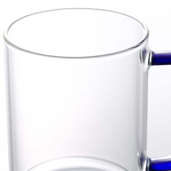 Handmade Heat Resistant Glass Cup with Handle 400ML Blue