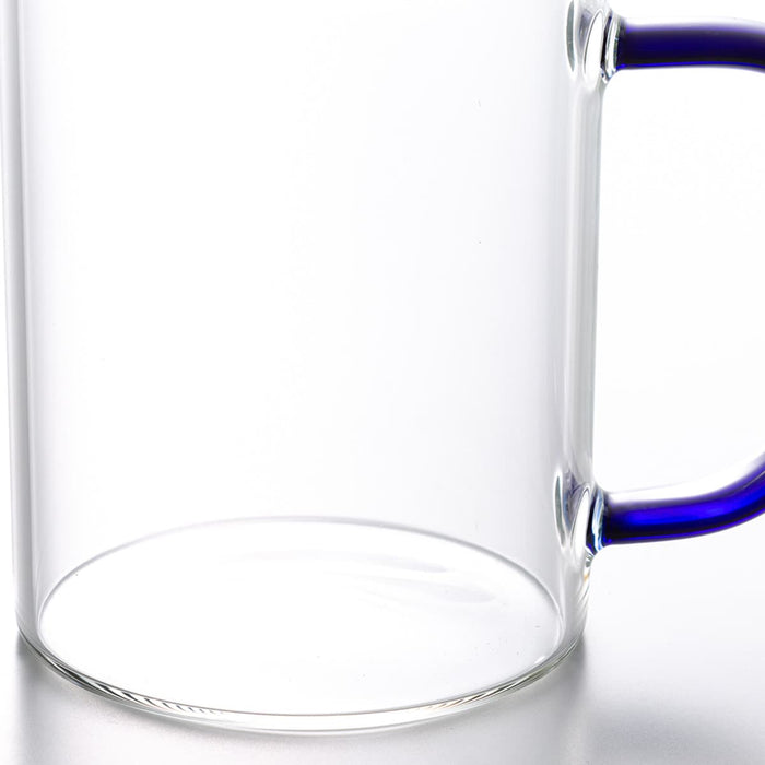Handmade Heat Resistant Glass Cup with Handle 400ML Blue