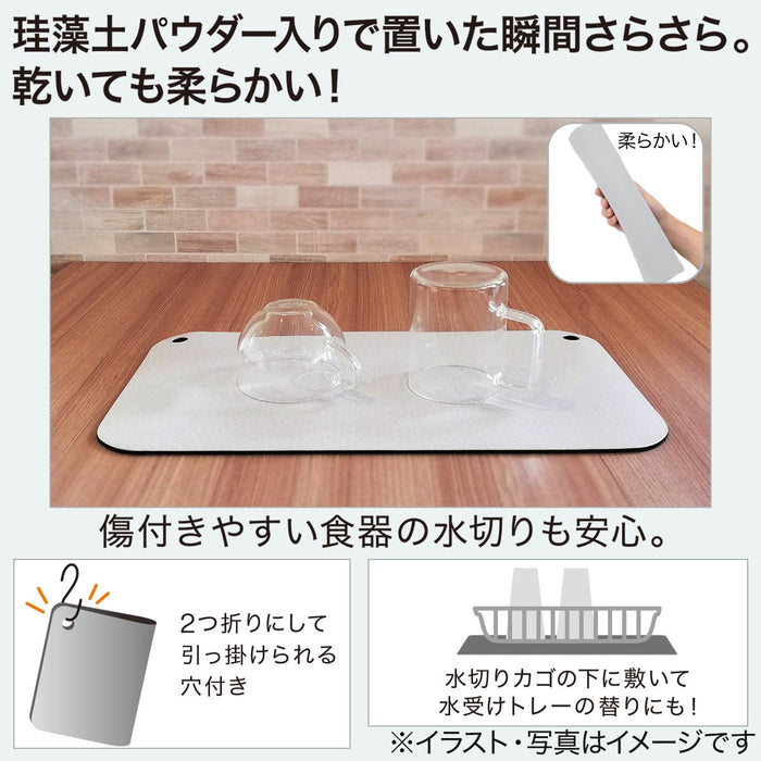 DISH DRYING MAT WITH DIATOMITE POWDER 22X40 LGY