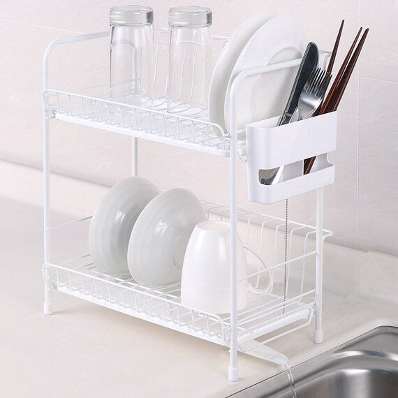 Stainless Steel Dish Plastic Cabinet Dish Drainer Slim 2-Tier PP-2S
