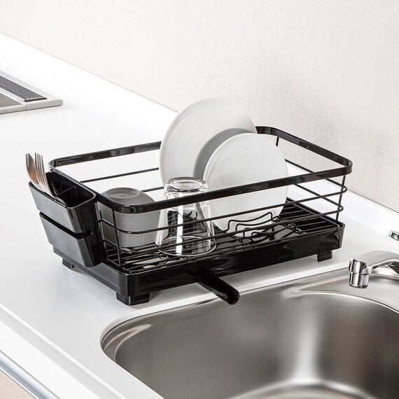 DISH DRAINER DOUBLE COATING 1-TIER SLIM BK - Main Image